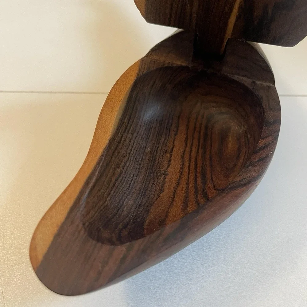 Vtg Mcm Hand Carved Wood Duck Trinket Box Hinged Sculpture Folk Art 1960's